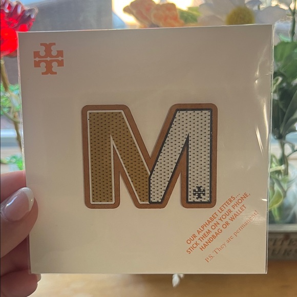 Tory Burch M Sticker in Brown and White - Picture 1 of 2